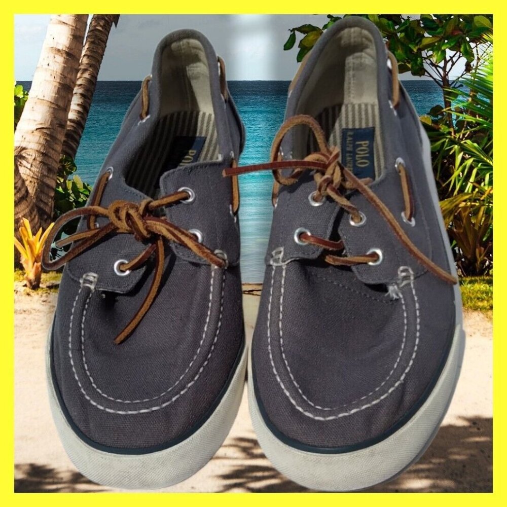 Polo Ralph Lauren Franz Men’s Gray Lace Up Oxford Boat Shoes Size 10 D